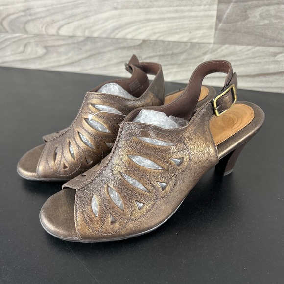 Nurture Sling Back Sandals Women's 7.5M Brown Leather Penelope Heels Casual Boho - Picture 1 of 16